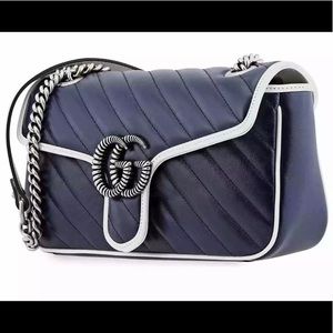 Gucci Ladies GG Marmont Small Shoulder Bag in blue